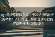 age动漫官网版入口｜多次访问后的使用体会：入口路径、导航逻辑与找内容效率评估（对比后）