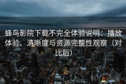 蜂鸟影院下载不完全体验说明：播放体验、清晰度与资源完整性观察（对比后）