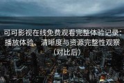 可可影视在线免费观看完整体验记录：播放体验、清晰度与资源完整性观察（对比后）